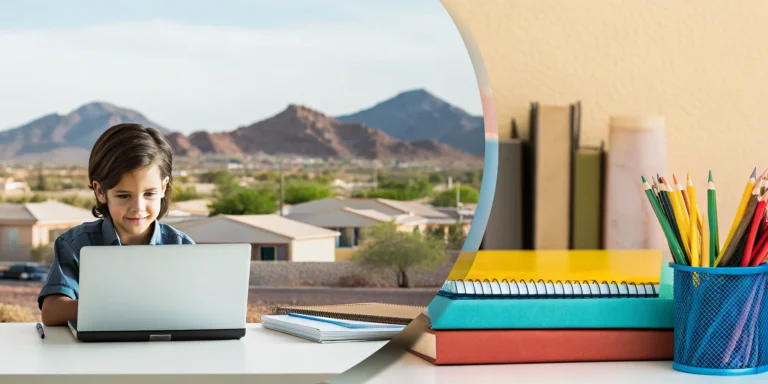 A student learns from home with an online homeschool program in Arizona.