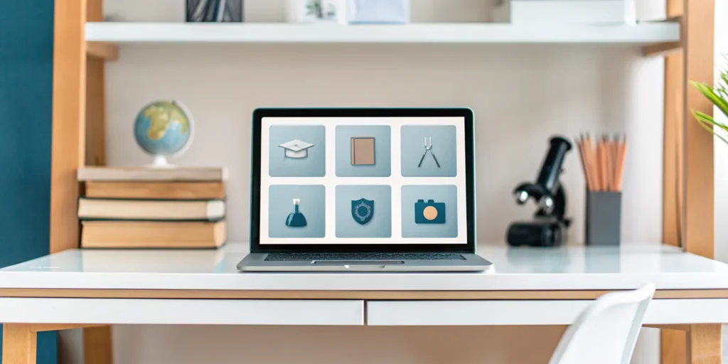 Choosing an affordable accredited homeschool program on a laptop at a desk.
