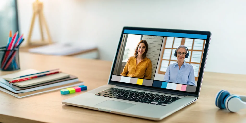An online Spanish English immersion school lesson for a student in West Virginia.