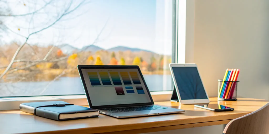 A desk with a laptop and planner for a flexible online homeschool curriculum in New Hampshire.