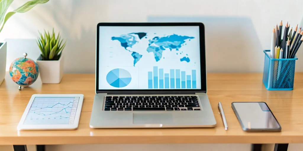 A laptop and tablet on a desk showing charts comparing the best homeschool programs in the world.