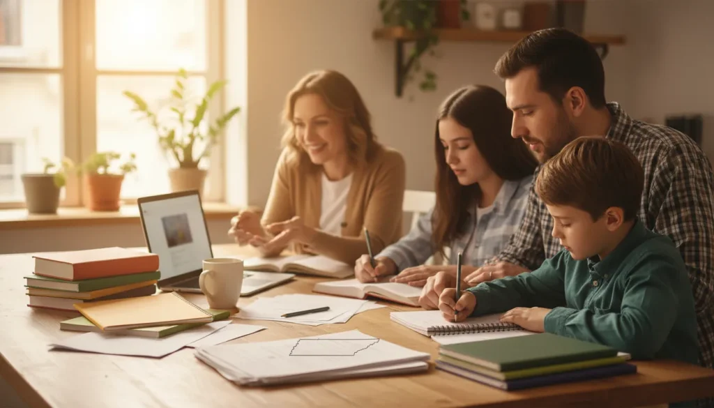 Family reviewing Tennessee homeschool laws and online school options