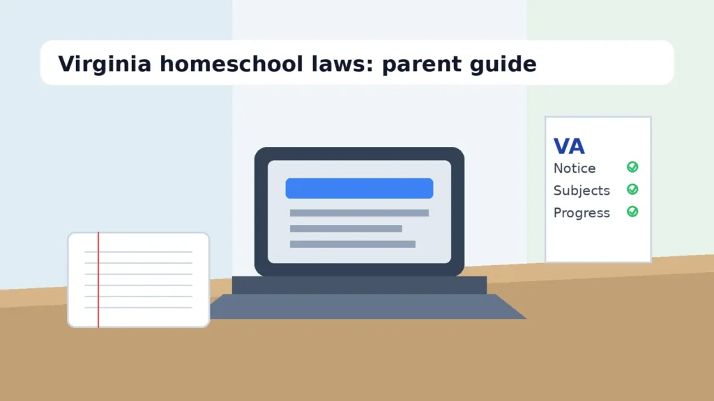 Parent planning Virginia homeschool laws with an online learning checklist