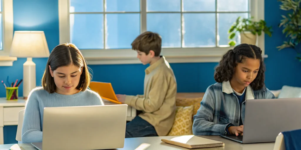 Students learning through an accredited online school