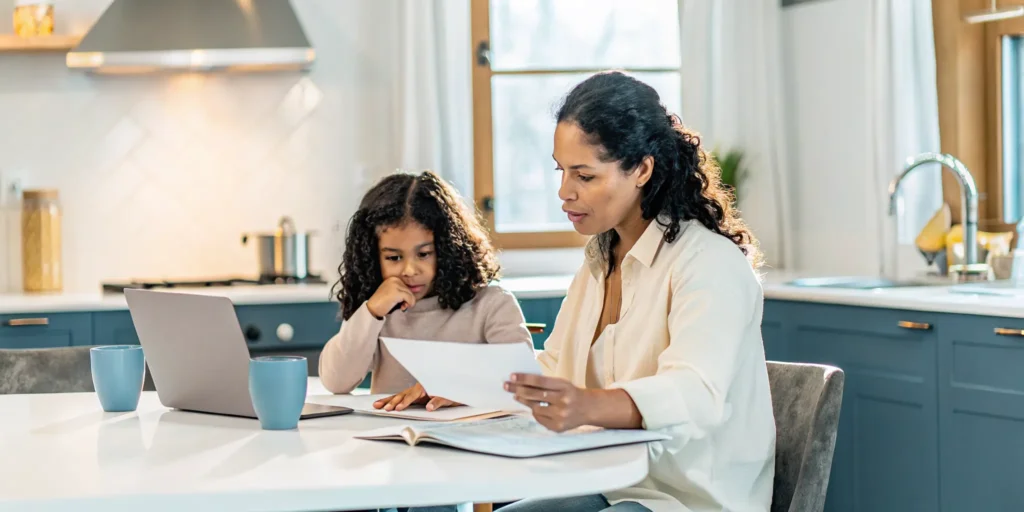 Parent reviewing education savings account options