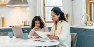 Parent reviewing education savings account options
