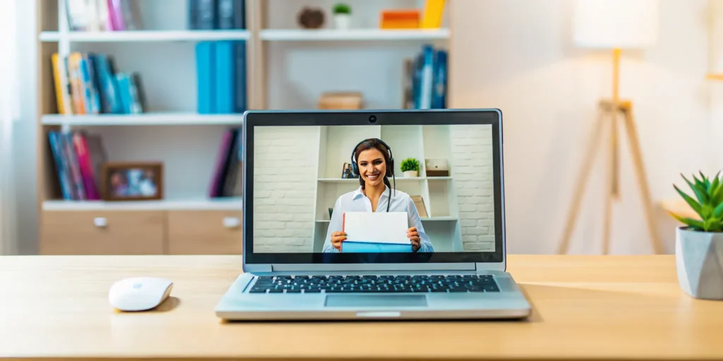 Expat student learning from a certified teacher in an online school.