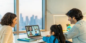 An expat family's child attending an accredited K-12 online school.