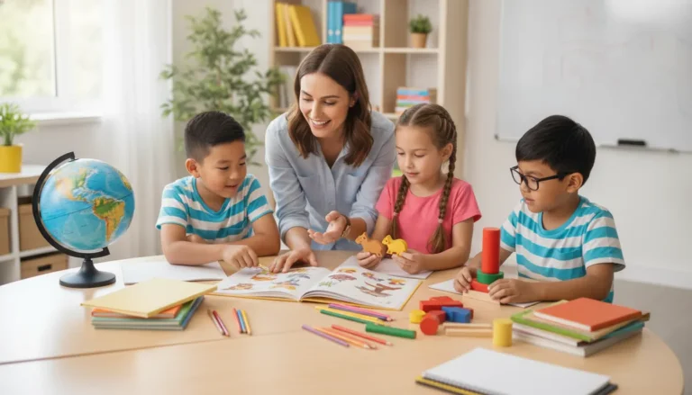 Children learning with bilingual academic support
