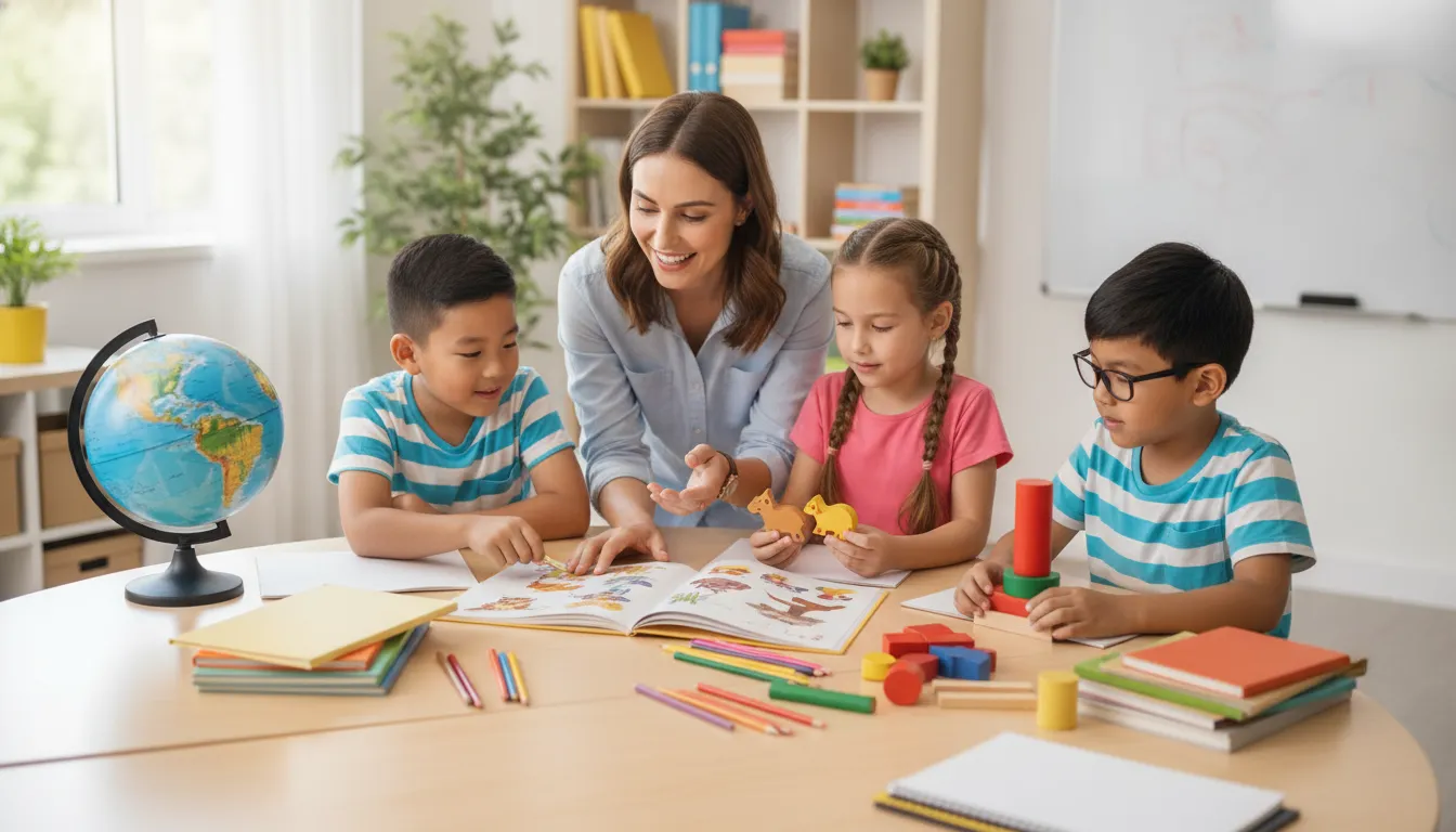 Children learning with bilingual academic support