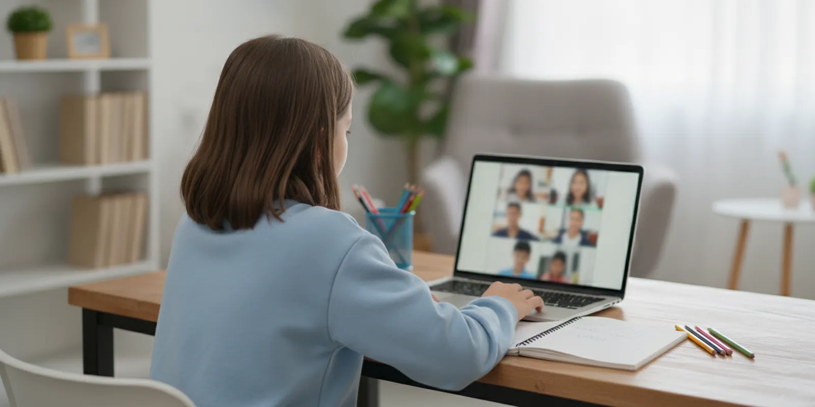 Student studying at a laptop while planning a high school diploma path